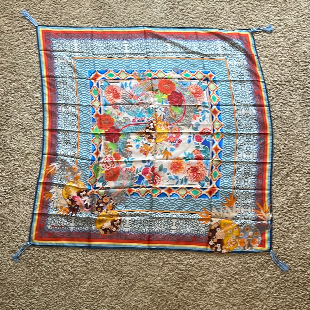 Johnny Was Dragon Love 100% Silk Scarf